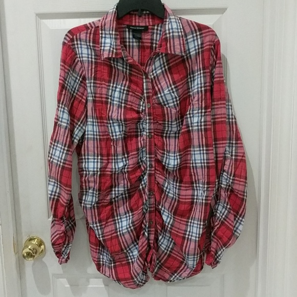 Ashley Stewart Tops - Ashley Stewart Red Ruched Button Down